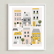 "Little Town" - Art Print in Blush by Iveta Angelova - Framed