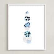 "Pop Art Sports" - Art Print in Periwinkle by Jessie Steury - Framed