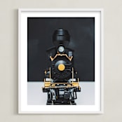 "All Aboard!" - Art Print in railway black by Alicia Abla - Framed