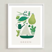 "Ten Green Things" - Art Print in Green by Ana Peake - Framed
