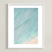 "Tiny Swimmers" - Art Print in Aqua Blue by Irene Suchocki - Framed
