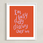"Dillydally all day" - Art Print in Tangerine by Inkblot Design - Framed