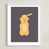 "Honey Bear" - Art Print in Kitchen Counter Black by Elliot Stokes - Framed