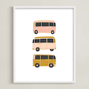 "Vintage Van Crew" - Art Print in Dusty Rose by Alicia Schultz - Framed