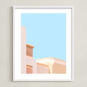 "Pastel Desert Archiecture" - Art Print in Summer Blue by Lisa Sundin - Framed