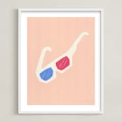 "3-D glasses" - Art Print in Retro Pink by Elliot Stokes - Framed
