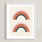 "Double Vintage Rainbow" - Art Print in Delicate Pink by Emanuela Carratoni - Framed