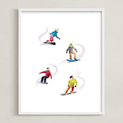 "The Boarders" - Art Print in Fresh Snow by Haley Mistler - Framed