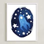 "To the stars and beyond" - Art Print in Prussian Blue by raven erebus - Framed