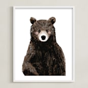 "Baby Animal Bear" - Art Print in Woodland Brown by Cass Loh - Framed