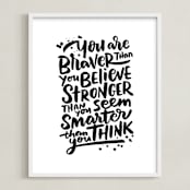 "Braver Stronger Smarter" - Art Print in Black by Laura Bolter - Framed