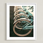 "Let's All Ride" - Art Print in Light Blue by ALICIA BOCK - Framed