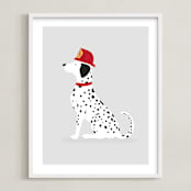 "Fire Dalmatian" - Art Print in Smoke by Ashley Presutti Beasley - Framed