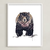 "Nature Bear" - Art Print in Brown by Kelsey McNatt - Framed