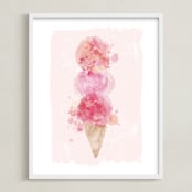 "mermaid scoops" - Art Print in berries by silverscreen studio - Framed