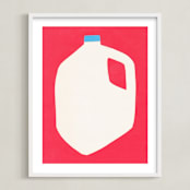 "Two Percent Milk" - Art Print in Cherry by Elliot Stokes - Framed