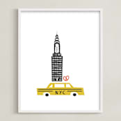 "NYC" - Art Print in New York Taxi Cab by Nazia Hyder - Framed