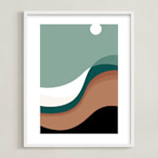 "The Moon Sings to the Desert" - Art Print in Desert Teal by Karen Kaul - Framed