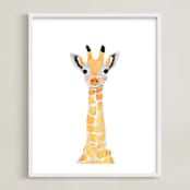 "baby animal.giraffe" - Art Print in merigold by Cass Loh - Framed