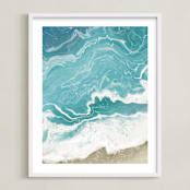 "Incoming Tide" - Art Print in Turquoise by Paula Pecevich - Framed