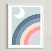 "Double Rainbow with Moon and Sun I" - Art Print in Moon by Emanuela Carratoni - Framed