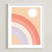"Double Rainbow with Moon and Sun II" - Art Print in Sun by Emanuela Carratoni - Framed