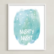 "Nighty Night" - Art Print in Turquoise blue by Amy Hall - Framed