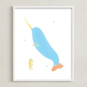 "Narwhal Art" - Art Print in Multi Colored by Rebecca Marchese - Framed