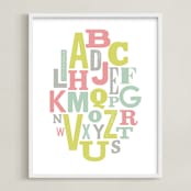 "Oval Alphabet" - Art Print in Rose by Leah Bisch - Framed