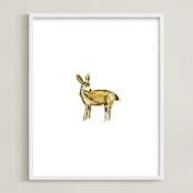 "Doeie Deer" - Art Print in Fawn Fur by Mande Calhoun - Framed