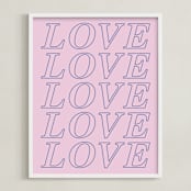 "Love Love Love Art" - Art Print in Cobalt by Amber Barkley - Framed