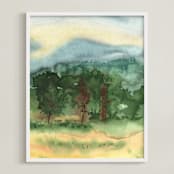 "September Trees Donegal Ireland" - Art Print in Forest Green by Eva Marion - Framed