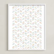 "Drawn Herringbone Art" - Art Print in Turquoise by Amber Barkley - Framed