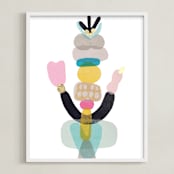"grand totem" - Art Print in turqouise sky by tina johnson - Framed