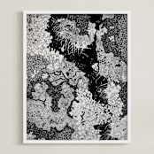 "Lichen Rocks" - Art Print in Black by Janie Allen - Framed