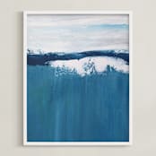 "Soaring Splash " - Art Print in Deep Sea Blue by Colleen Ehrlich - Framed