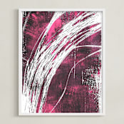 "Bend Towards" - Art Print in Neon pink by Erin McCluskey Wheeler - Framed