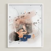 "Divide #5" - Art Print in glacial blue by Christine Olmstead - Framed