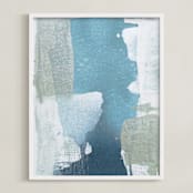 "Sea Glass No. 5" - Art Print in Teal Blue by Julia Contacessi - Framed