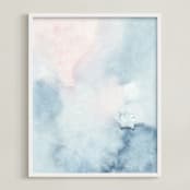 "Cumulus" - Art Print in Pink and Blue by Little Valley Studio - Framed