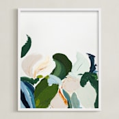 "Garden Botanical Abstract Art" - Art Print in green by Caryn Owen - Framed