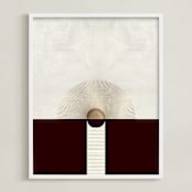 "The Golden Sunset" - Art Print in Blood Maroon by Faiza Khan - Framed
