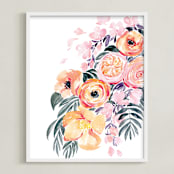 "Danette watercolor bouquet" - Art Print in Tropical rose gold by Rosana Laiz Blursbyai - Framed
