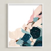 "Abstract Botanical Winter" - Art Print in Turquoise by Caryn Owen - Framed