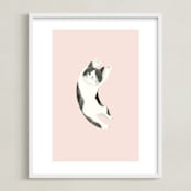"Feline" - Art Print in Blush by Vivian Yiwing - Framed