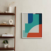 "Red Sun" - Art Print in Turquoise by Jennifer Morehead - In a Room