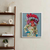 "Shes Blooming Worth " - Art Print in Summer Sky Blue by Theresa Bear - In a Room