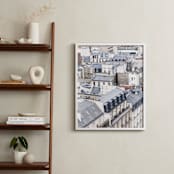 "Dancing Rooftops" - Art Print in Blue by Anna Argiropoulos - In a Room