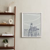 "Roof Party" - Art Print in Soft Grey by Cheeky Design - In a Room