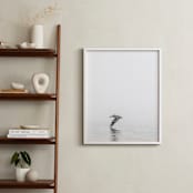 "Pelican on Lake" - Art Print in Medium Grey by Mary Ann Glynn-Tusa - In a Room